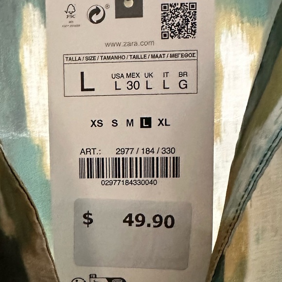 Zara V-Neck Tunic blouse long sleeve NWT - Picture 8 of 8